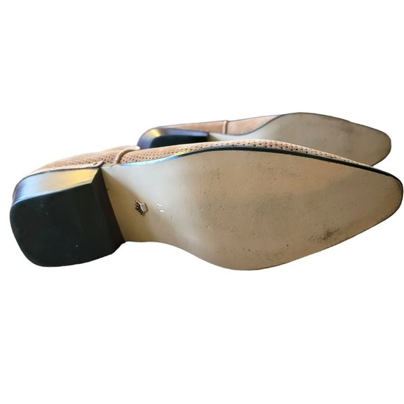 Nina Originals Tan Ankle Boot Perforated Stacked Heel Woman's Size 11 JJ3045 - Picture 9 of 13